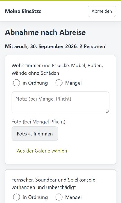 Checkliste zur Abnahme auf dem Handy